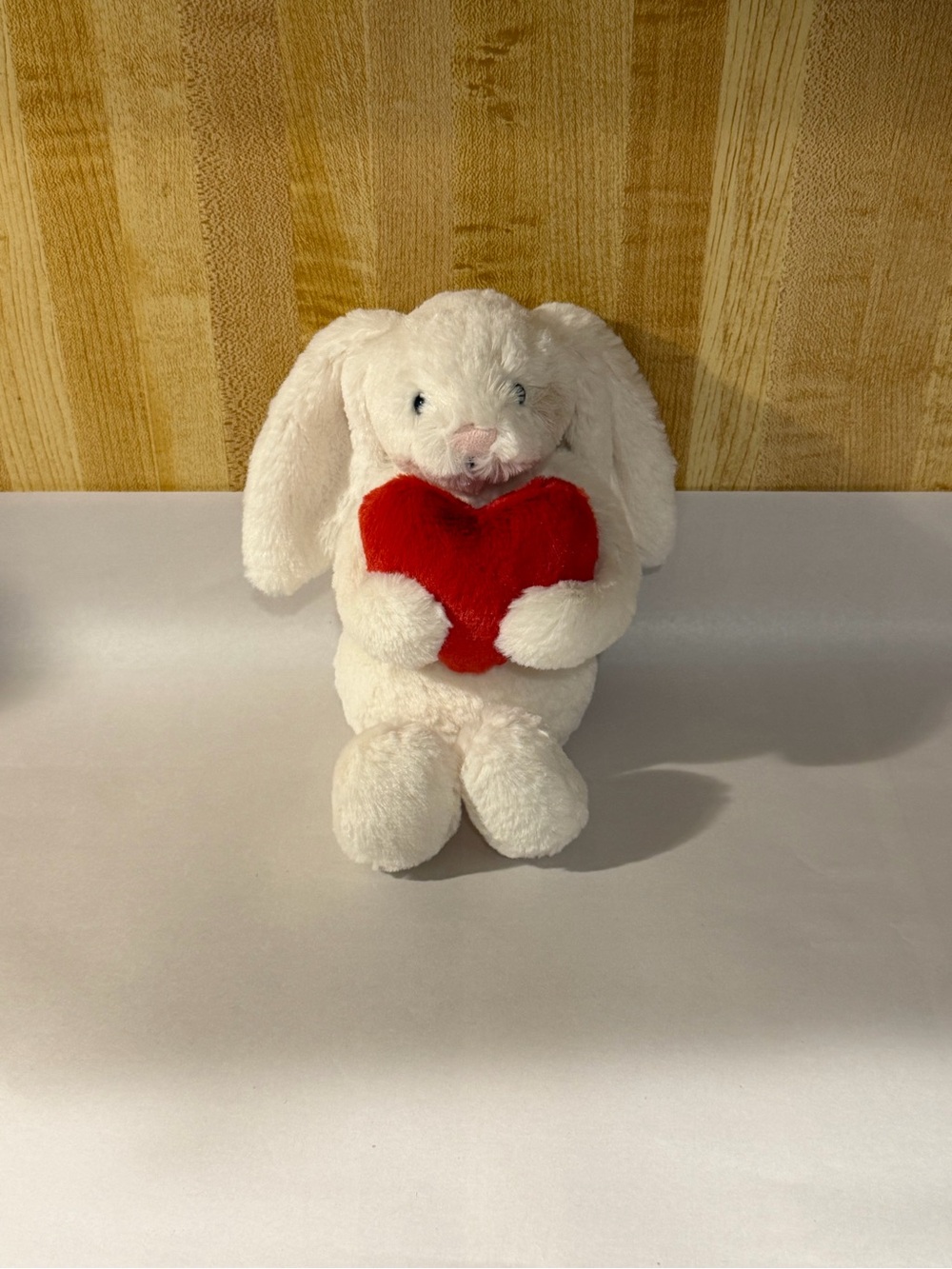 Plush White Bunny Holding Red Heart - Soft Small Pet Accessory